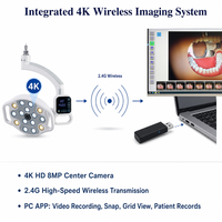 Lámpara LED Dental con Cámara Inalámbrica 4K, 8000-80000 Lux, 15 LED, Sensor Táctil, Lámpara Quirúrgica de Techo para Clínica Dental