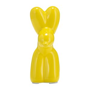 Scultura in Ceramica a Forma di Cane Palloncino Giallo, Pezzo d'Arredo Moderno per Soggiorno, Ufficio, Bagno - Product Image 3