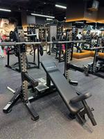Banc incliné à charge libre pour la musculation pectorale avec rack de pression plat en acier inoxydable
