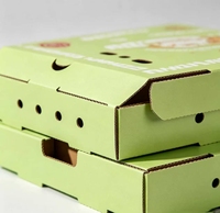 Boîte en carton ondulé pliable résistante à la graisse avec trou d'aération pour boîte à pizza, taille et impression personnalisables, 6, 8, 10, 14, 16, 18 pouces