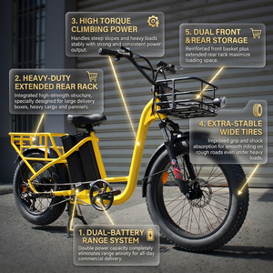 Bicicleta Eléctrica de Largo Alcance con Doble Batería, 48V 20AH, 7 Velocidades, Freno Hidráulico, Carga Pesada, para <span class=keywords><strong>Transporte</strong></span> Urbano de Última Milla <span class=keywords><strong>y</strong></span> Compras - Product Image 2