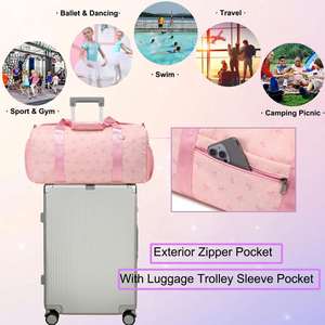 Elegante Bolsa Deportiva de Pana para Niñas, con Múltiples Compartimentos, Compartimento para Zapatos y Bolsillo para Ropa Seca y Mojada - Product Image 6