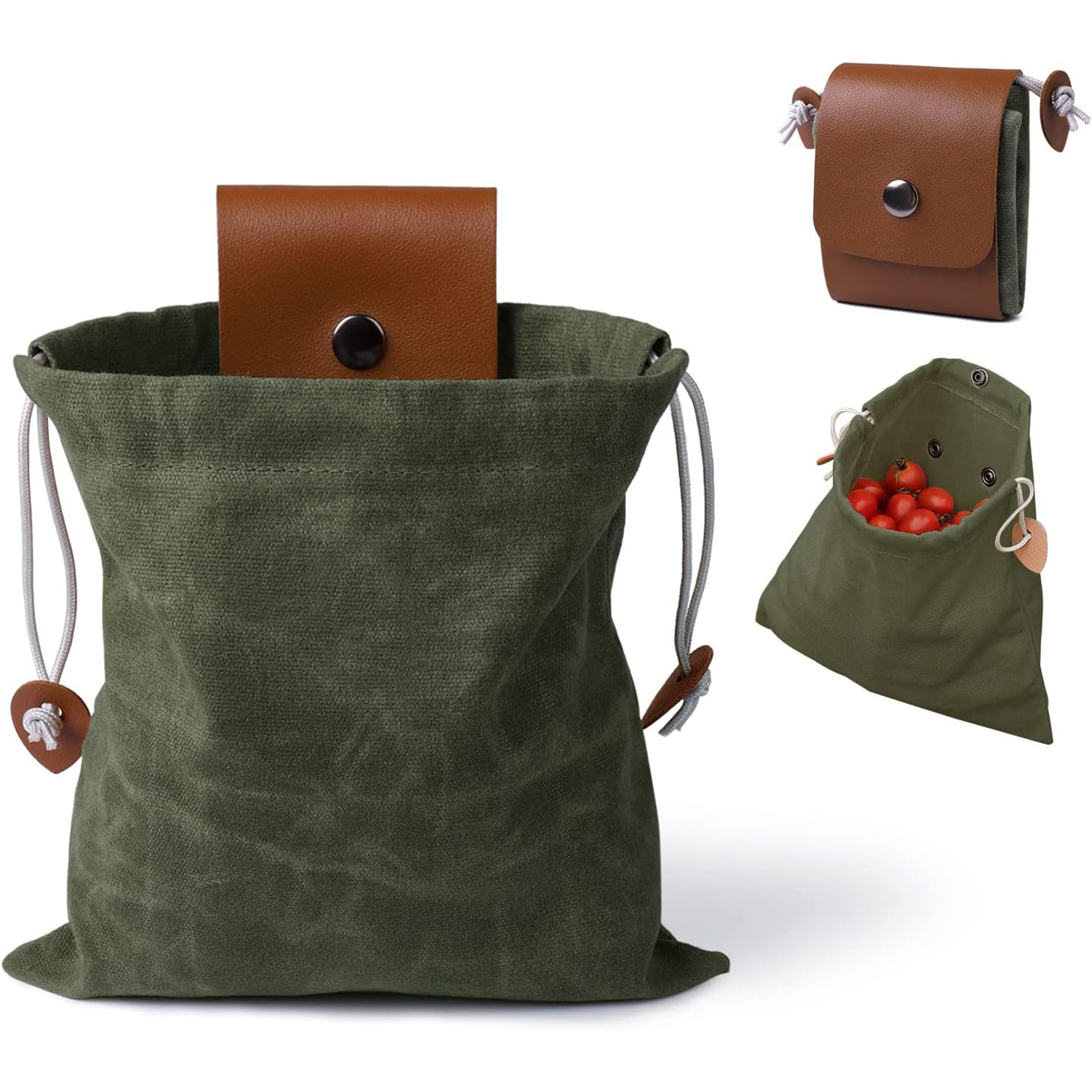 PU leather military green