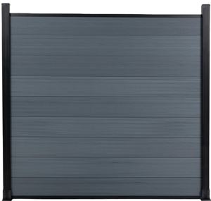 Design moderno balcone <span class=keywords><strong>legno</strong></span> WPC Privacy pannelli PVC trattato termicamente recinzione in metallo copertura per la casa giardino piscina rivestimento di sicurezza - Product Image 5