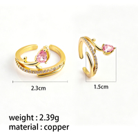 Nouvelle bague pour femme en zircon rose, fleur de tulipe, plaquée or, ajustable, bijoux floraux tendance, cadeau