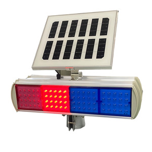 Feux de signalisation routière solaires LED HN9853 rouge et bleu en aluminium pour installation sur route - Product Image 1