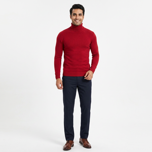 Nouveaux hommes couleur unie mince pull à col roulé pull grande taille mode décontracté pull Base chemise - Product Image 1