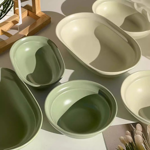 Ensemble de plats ovales en céramique, design minimaliste uni, pour les dîners et les fêtes - Product Image 3