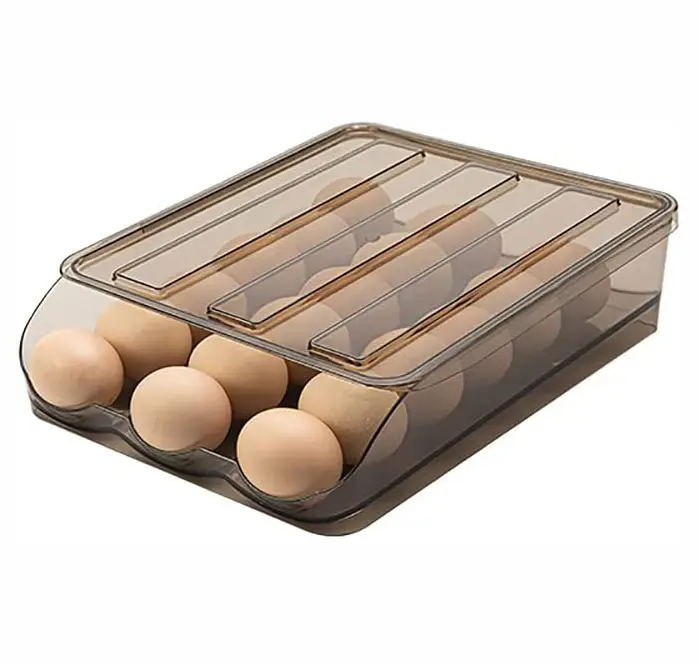 Hộp Đựng Trứng Trượt Tự Động Giỏ Đựng Trứng Bằng Nhựa Hộp Đựng Sắp Xếp Tủ Quần Áo Cho Tủ Lạnh Nhà Bếp