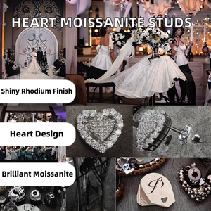 Aivenchy Romantic Heart S925 Sterling <b>Silver</b> Halo VVS Moissanite Classic Women <b>Stud</b> <b>Earrings</b> - Product Image 2