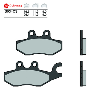 ผ้าเบรกมอเตอร์ไซค์ R-Attack S034CS คาร์บอนเซรามิก หน้า-หลัง 76.5x41.9x9.0 มม. ได้รับการรับรอง R90 - Product Image 1