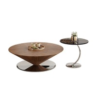 Table basse flottante moderne et minimaliste en bois massif, style soucoupe, table d'appoint pliable en forme de gyroscope d'inspiration nordique pour petits espaces