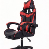Chaise de bureau ergonomique pivotante inclinable pour e-sport, en cuir PU, avec accoudoirs réglables, repose-pieds et base en acier, pour gaming et internet