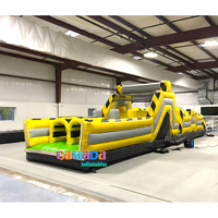 Parcours d'obstacles gonflable sur le thème Toxic Rush personnalisé avec toboggan, jeux commerciaux pour location en extérieur