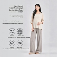 Vêtements de maternité printemps/été en coton léger, pantalon ample drapé, ensemble t-shirt de maternité pour l'extérieur et le sommeil