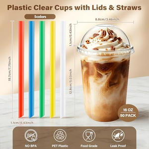 แก้วพลาสติก PET ใสแบบใช้แล้วทิ้ง ขนาด 12oz/14oz/16oz รูปทรงตัวยู สำหรับชา sữaและกาแฟเย็น พร้อมฝาโดม แบบกำหนดเองได้ - Product Image 2