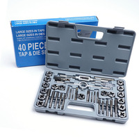 Kit de 40 pièces multifonctionnel en acier allié pour tarauds et filières, avec clé, pour filetage métrique et coupe-fils, pour filetage fin