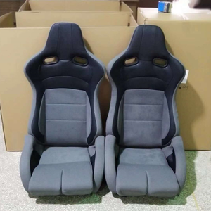 Asiento Universal <span class=keywords><strong>de</strong></span> Coche Modificado con Tela <span class=keywords><strong>de</strong></span> Ante Negro PVC y Tira <span class=keywords><strong>de</strong></span> Carbono Roja para Carreras - Product Image 2