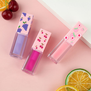 Kit d'huile à lèvres hydratante et repulpante personnalisable MLM, tube carré, design fruité, capuchon personnalisable, gloss à lèvres hydratant - Product Image 1