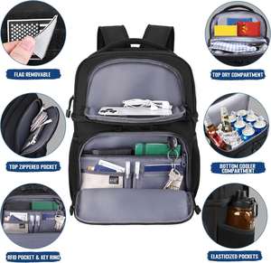 Sac à dos isotherme tactique pour homme, double compartiment, étanche, avec protection RFID, pour le travail - Product Image 4