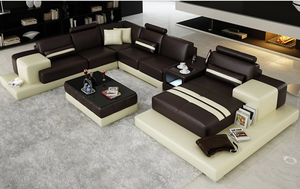 أفضل الأسعار الحديثة تصميم غرفة المعيشة أريكة الأثاث <span class=keywords><strong>l</strong></span> شكل أريكة جلدية أصلية - Product Image 2