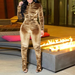 Conjunto de Dos Piezas con Pliegues Explosivos, Traje Casual para Mujer, a la Moda - Product Image 2