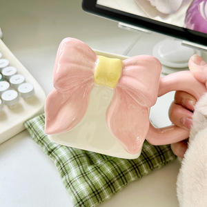 Taza de café de cerámica creativa estilo Ins, lazo pintado a mano, Popular de moda para fiestas, nuevo artículo para el hogar - Product Image 4