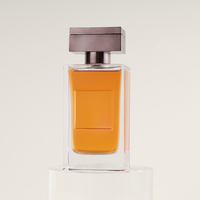Vente en gros de flacons de parfum vides de luxe en verre, forme carrée plate, avec bouchon doré-noir