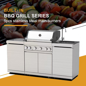 Barbecue à gaz moderne européen haut de gamme en acier inoxydable, 6 brûleurs, fonction de rôtissage sans fumée, pour cuisines extérieures et jardins BKB611BS00 - Product Image 2