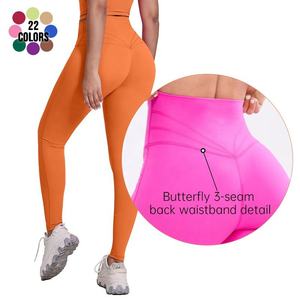 Mujeres 3 líneas Hip Lift Tight Leggings Gym Fitness Workout Pantalones 70% Nylon 30% Spandex Tela 22 colores Yoga Leggings - Product Image 1