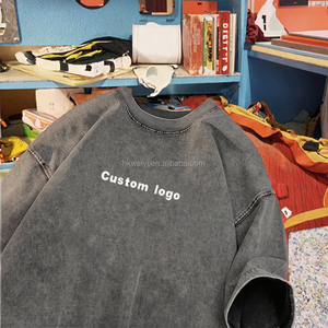 Camiseta de Manga Corta Holgada, 100% Algodón, 230 GSM, con Logotipo Impreso Personalizado, Estilo Retro Americano, Hip Hop, Tejido de Punto, Talla Grande - Product Image 2