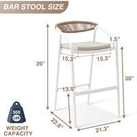 Chaise de bar en rotin PE moderne Ensemble de table Restaurant commercial Mobilier d'hôtel Tabouret d'extérieur réglable en osier pour piscine de jardin Bon marché