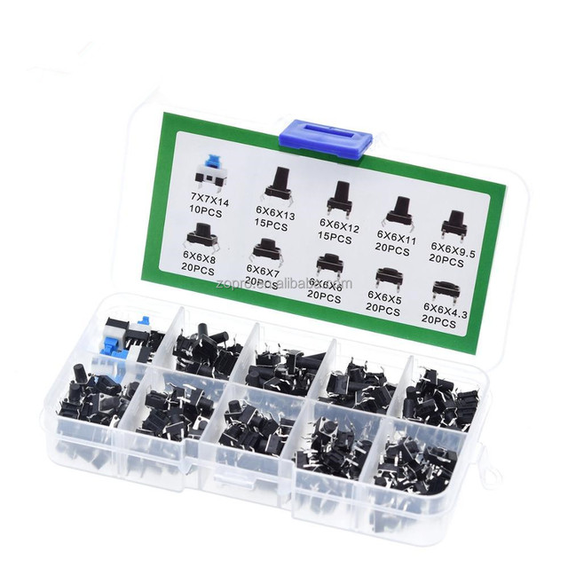 10 Specifications of Button Switches Plug-in Touch Switches 6*6mm 7*7mm Button Switch Combination Set