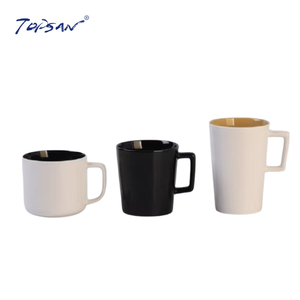 แก้วกาแฟและเบียร์นม350cc เซรามิกสีดำและสีขาวน้ำตาลล้วนโบนไชน่าแบบใหม่รับโลโก้ตามสั่งสำหรับบริษัท - Product Image 1