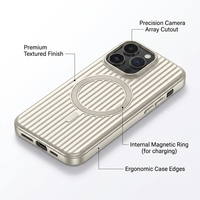 Coque de téléphone magnétique ondulée pour iPhone 17 Pro Max, style titane, protection antichute, compatible charge sans fil
