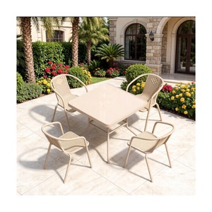 Ensemble de <span class=keywords><strong>table</strong></span> et chaises en métal d'extérieur avec parasol, 4 chaises, plateau en verre, mobilier de jardin, bistrot, salle à manger, <span class=keywords><strong>balcon</strong></span> - Product Image 5