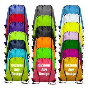 Custom Draw String Bag Logo Sports Gym Polyester Nylon Drawstring Backpack Bag
