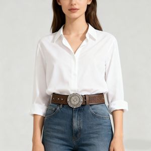 クロスボーダーヴィンテージベルト男性女性ウエスタンカウボーイスタイルフックバックル合金軽量高級耐久性のある調節可能な長さのズボン - Product Image 2