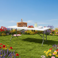 Ensemble de table et de chaises pliantes en plastique blanc de haute qualité pour les événements, location de fête de jardin, 6 pieds, balcon, durable, HDPE, banquet, tréteau