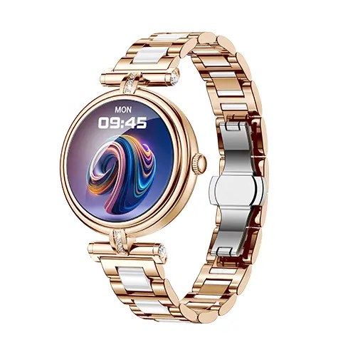 Mode Dame Smart Watch Ak62 1.09Inch Ronde Diamant Metalen Band Gezondheid Monitoring Vrouwen Polshorloges Vrouwelijke Ak62 Smart Watch