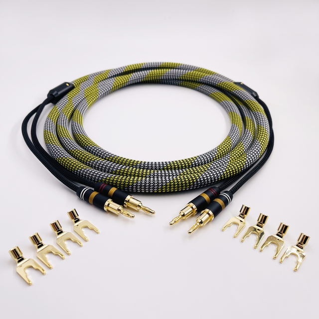 RASANTEK High End HIFI Banana Speaker Cable-Gold Plated Copper Core PVC Low Loss Audio Cable for Amplifiers/Hi-Fi (In Stock)