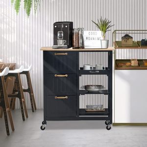 Combohome รถเข็นเก็บ<span class=keywords><strong>ของ</strong></span>ขนาดใหญ่พกพาเคลื่อนย้ายได้, รถเข็นอเนกประสงค์ทำจาก<span class=keywords><strong>ไม้ไผ่</strong></span>ใช้ในห้องครัว - Product Image 4