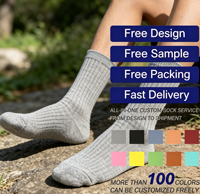 Chaussettes en laine mélangée haut de gamme personnalisées en gros, chaussettes thermiques absorbant la transpiration, douces, anti-odeurs, chaussettes mi-hautes pour hommes pour l'hiver décontracté