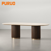 Table à manger moderne de luxe PURUO, blanche, 6 places, ovale, bureaux de maison et de bureau, table de cuisine nordique en bois massif, ensemble table et chaises