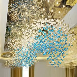 Kroonluchter Licht Luxe Moderne Grote Kroonluchter Hotel Lobby Murano Glas Blauwe Kroonluchter - Product Image 3