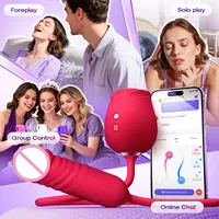 Doppelseitiger Rosen-G-Punkt- & Klitoris-Nippel-Vibrator mit 10 Geschwindigkeiten, Analstimulation, USB-wiederaufladbar, wasserdicht für Frauen & Paare