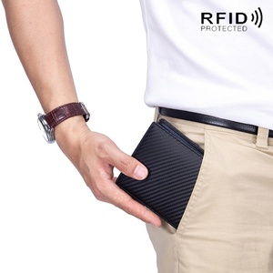 Luxury Men Short <b>Wallet</b> Minimalist <b>RFID</b> <b>Blocking</b> Leather Carbon Fiber Mens Slim <b>Wallet</b> - Product Image 6
