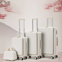 Ensemble de 4 valises à roulettes avec poche avant extensible, port de charge USB, 12''20''24''29'', valises à roulettes ABS