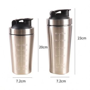 Large Capacity Single Layer 304 Stainless Steel <b>Shaker</b> <b>Bottle</b> Gym Protein Powder Fitness Sports with Scale Stirring Ball - Product Image 2
