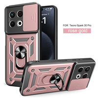Étui robuste pour téléphone Tecno Spark 50/40/30/pro5G, en PC, anti-chute, avec support circulaire, protection de l'objectif de l'appareil photo coulissant